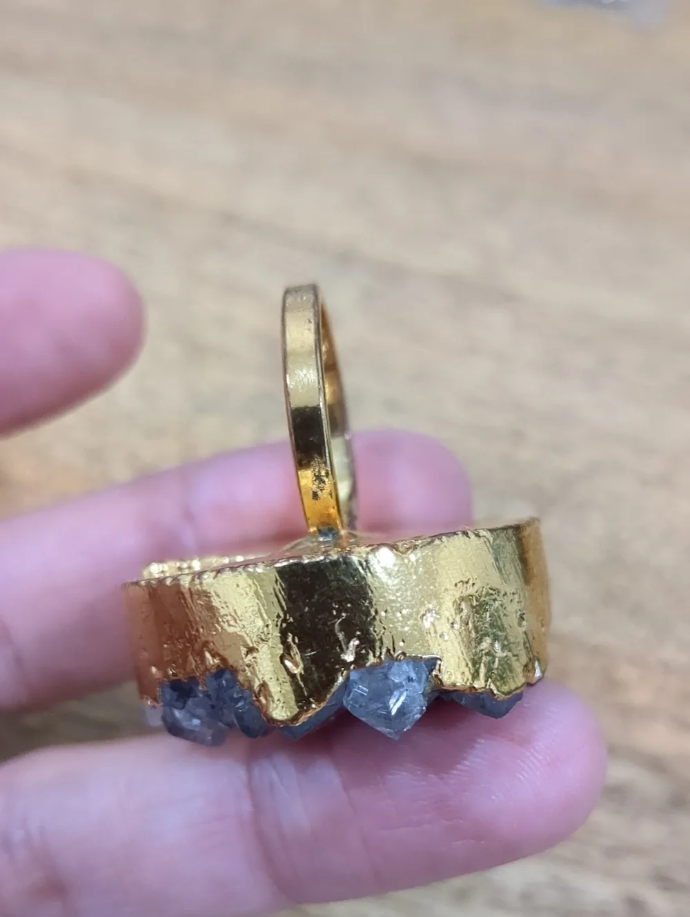 Gold-Plated Ring with Lavender Raw Druzy